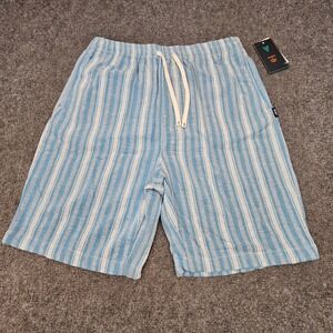 Univibe Shorts Boys L 14/16 Blue White‎ Striped Maui Woven Drawstring Pockets